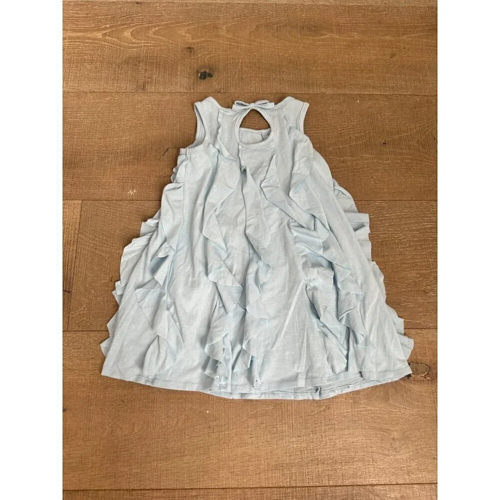 Fernandoreo Girls Light Blue Ruffle Tank Top & Pink Ruffle Trim Leggings Set Siz